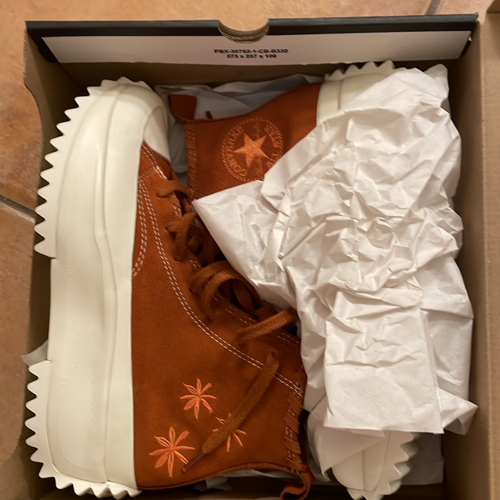 New CONVERSE HI HI Chucks Run Star Hike Amber Platform High Top Sneakers 6.5 - Picture 10 of 14